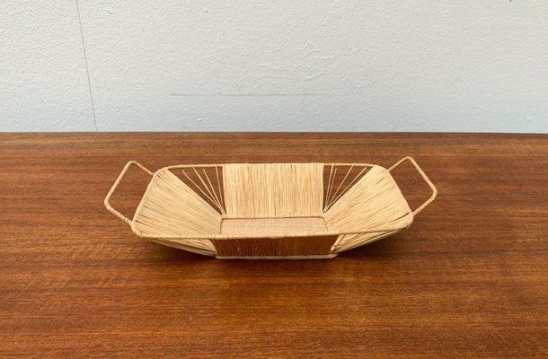 Mid-Century Woven Basket Tray Bowl-UAH-1189896