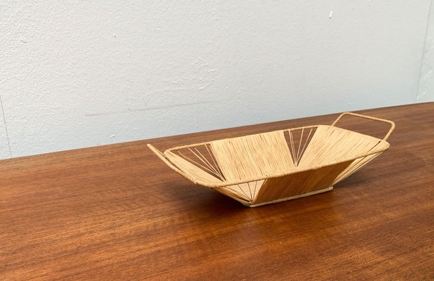 Mid-Century Woven Basket Tray Bowl-UAH-1189896