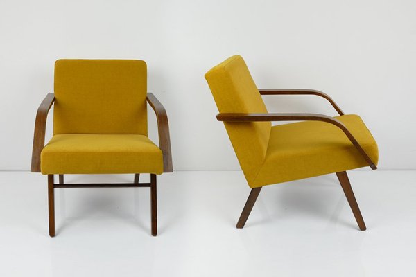 Mid-Century Yellow Armchairs, 1960s, Set of 2-HDN-1750311