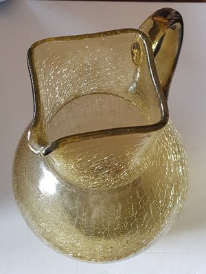 Mid-Century Yellow Craquele Glass Carafe-QDP-1095987