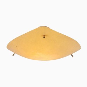 Mid-Century Yellow Fiberglass & Brass Flush Mount, 1950-DEK-1147500