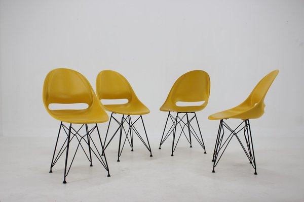 Mid-Century Yellow Fiberglass Dining Chairs by M. Navratil, 1960s, Set of 4-TZ-1232010