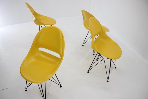 Mid-Century Yellow Fiberglass Dining Chairs by M. Navratil, 1960s, Set of 4-TZ-1232010