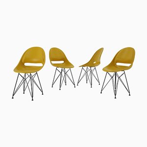 Mid-Century Yellow Fiberglass Dining Chairs by M. Navratil, 1960s, Set of 4-TZ-1232010