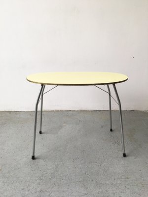 Mid-Century Yellow Formica and Polished Steel Coffee Table with Folding Legs, 1950s-GGK-674530