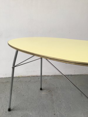 Mid-Century Yellow Formica and Polished Steel Coffee Table with Folding Legs, 1950s-GGK-674530