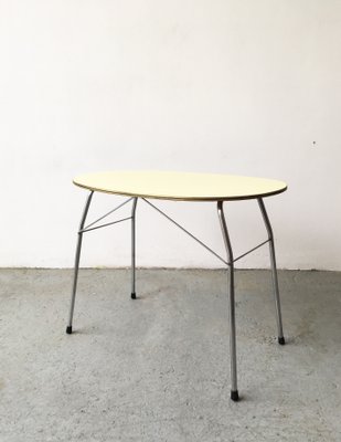 Mid-Century Yellow Formica and Polished Steel Coffee Table with Folding Legs, 1950s-GGK-674530