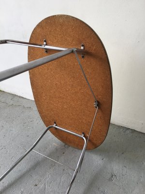 Mid-Century Yellow Formica and Polished Steel Coffee Table with Folding Legs, 1950s-GGK-674530