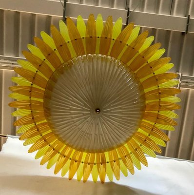 Mid-Century Yellow Murano Glass Ceiling Light, 1980-UH-1156081