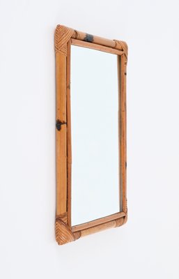 Mid-CenturyRectangular Mirror in Rattan, Bamboo and Wicker, Italy, 1970s-JDR-1743404