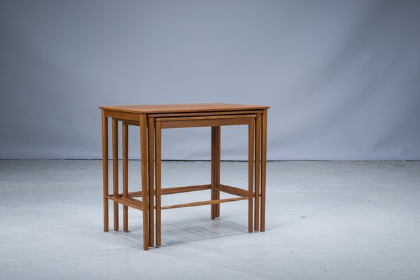 Mid-Cenury Teak Nesting Tables by Kai Winding for Poul Jeppesens, 1960s, Set of 3-ZZH-1404845