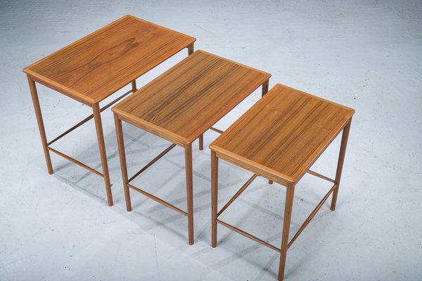 Mid-Cenury Teak Nesting Tables by Kai Winding for Poul Jeppesens, 1960s, Set of 3-ZZH-1404845