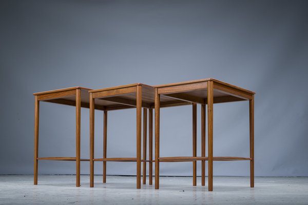 Mid-Cenury Teak Nesting Tables by Kai Winding for Poul Jeppesens, 1960s, Set of 3-ZZH-1404845