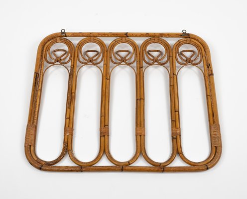 Midcentury Bamboo and Rattan Coat Rack Stand, Italy, 1960s-LYQ-1791334