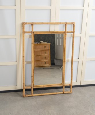 Midcentury Bamboo and Rattan Rectangular Wall Mirror, 1970s-LYQ-1817262