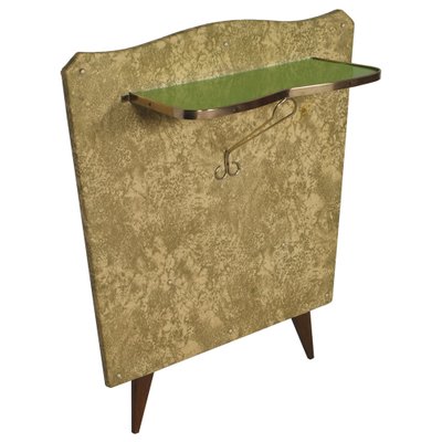 Midcentury Console in Gilded Brass & Plasticized Fabric by Brugnoli Mobili Cantù-NJV-1282792