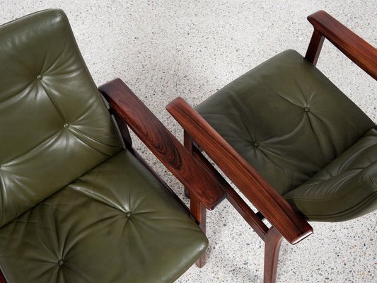 Midcentury Danish Chairs in Rosewood and Leather by Arne Vodder for Sibast, Set of 6-MF-2041502