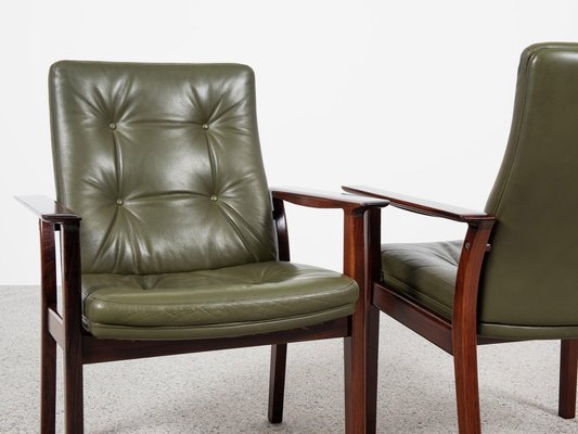 Midcentury Danish Chairs in Rosewood and Leather by Arne Vodder for Sibast, Set of 6-MF-2041502