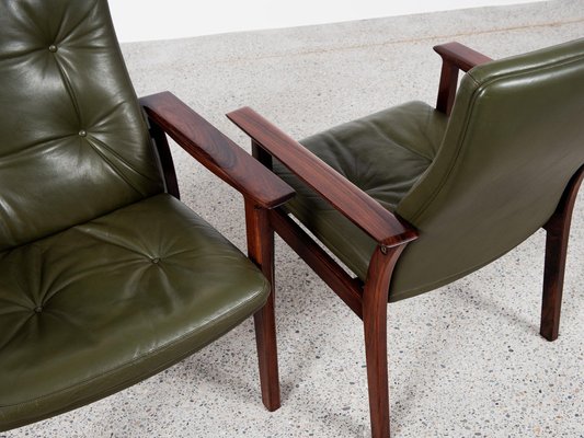 Midcentury Danish Chairs in Rosewood and Leather by Arne Vodder for Sibast, Set of 6-MF-2041502