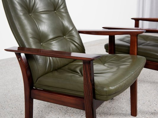 Midcentury Danish Chairs in Rosewood and Leather by Arne Vodder for Sibast, Set of 6-MF-2041502