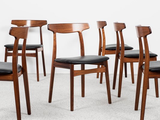 Midcentury Danish Dining Chairs in Rosewood by Henning Kjaernulf for Bruno Hansen, 1960s, Set of 6-MF-2041503