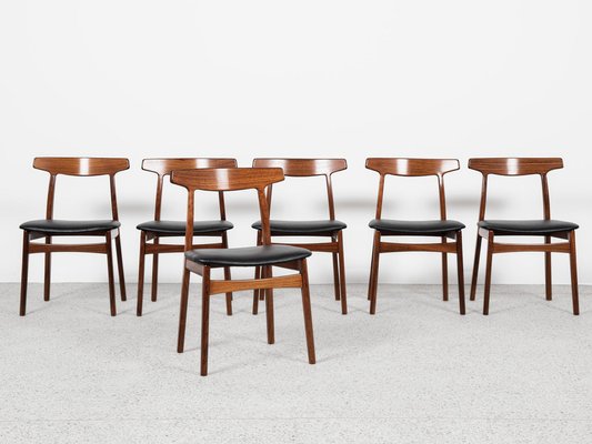 Midcentury Danish Dining Chairs in Rosewood by Henning Kjaernulf for Bruno Hansen, 1960s, Set of 6-MF-2041503