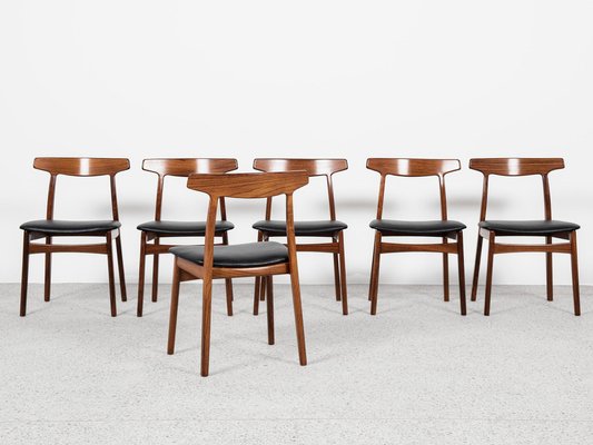 Midcentury Danish Dining Chairs in Rosewood by Henning Kjaernulf for Bruno Hansen, 1960s, Set of 6-MF-2041503