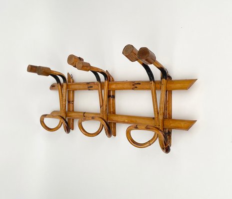 Midcentury French Riviera Rattan & Bamboo Italian Coat Rack, 1960s-LYQ-1171220