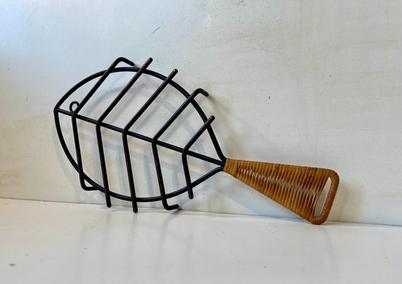 Midcentury Iron & Rattan Trivet Fish by Laurids Lonborg, 1960s-LCR-2032479