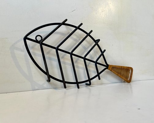 Midcentury Iron & Rattan Trivet Fish by Laurids Lonborg, 1960s-LCR-2032479