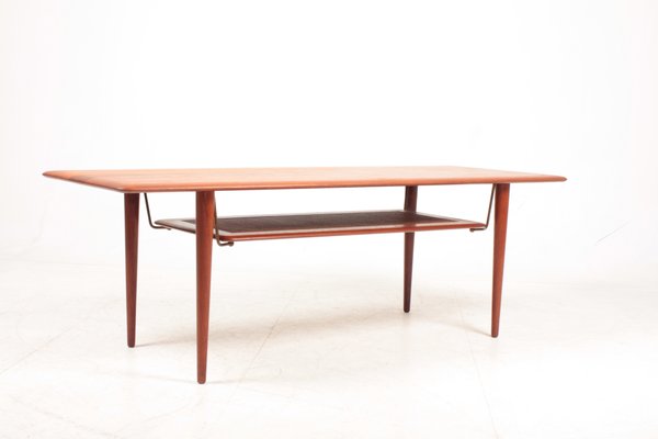 Midcentury Low Table in Solid Teak and Cane by White & Mølgaard, Made in Denmark From France & Søn / France & Daverkosen-FK-1140985