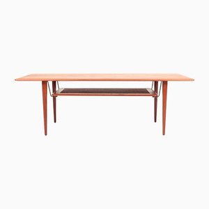 Midcentury Low Table in Solid Teak and Cane by White & Mølgaard, Made in Denmark From France & Søn / France & Daverkosen-FK-1140985