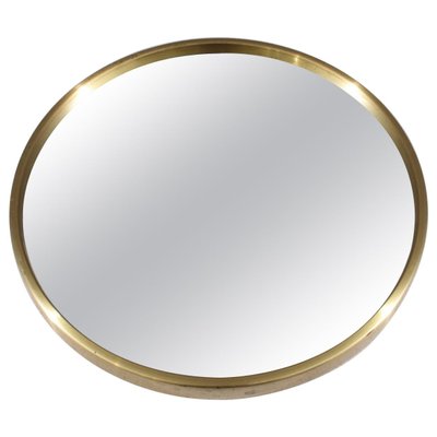 Midcentury Modern Round Brass Mirror by Glas Mäster, (1960s)-RUK-2036609