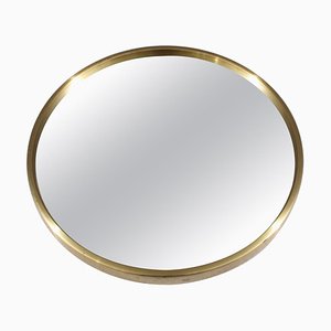 Midcentury Modern Round Brass Mirror by Glas Mäster, (1960s)-RUK-2036609