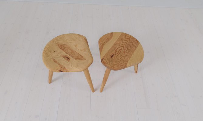 Midcentury Modern Sculptural Stools in Pine by Norsk Husflid, 1960s, Set of 2-UYK-1807449