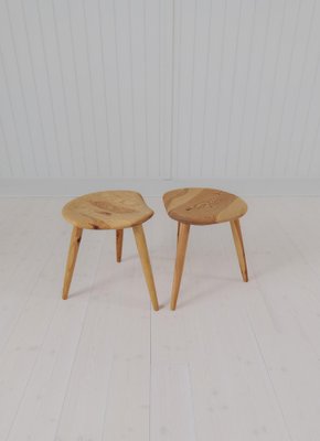 Midcentury Modern Sculptural Stools in Pine by Norsk Husflid, 1960s, Set of 2-UYK-1807449