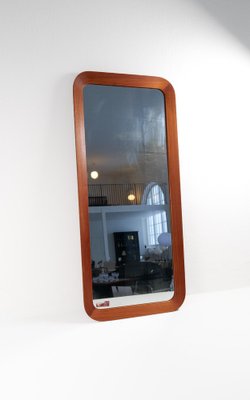 Midcentury Modern Sculptural Wall Mirror in Teak and Crystal Glass, 1960s-UYK-1808283