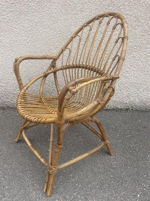 Midcentury Rattan Armchairs, Netherlands, 1950s, Set of 2-SDV-1330583