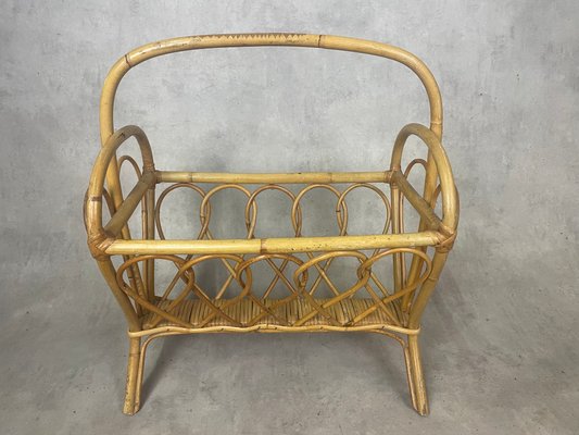 Midcentury Rattan Magazine Rack, 1960s-SDV-1330571