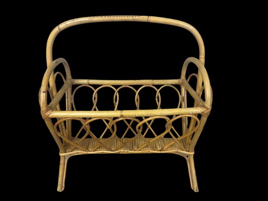 Midcentury Rattan Magazine Rack, 1960s-SDV-1330571