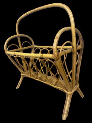 Midcentury Rattan Magazine Rack, 1960s-SDV-1330571