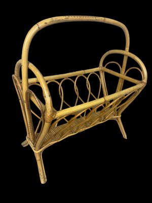 Midcentury Rattan Magazine Rack, 1960s-SDV-1330571