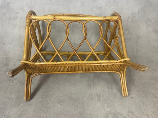 Midcentury Rattan Magazine Rack, 1960s-SDV-1330571