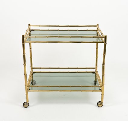 Midcentury Serving Cart in Brass and Smoked Glass, 1960s-LYQ-2035237