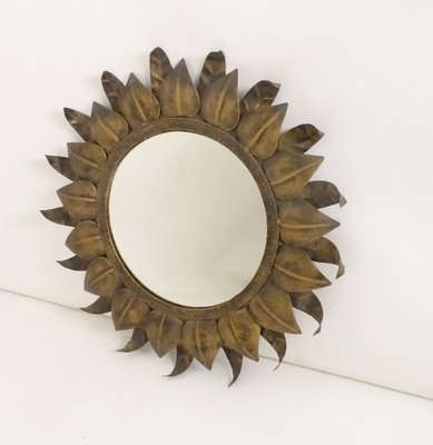 Midcentury Spanish Round Metal Mirror, 1960s-KT-1776266