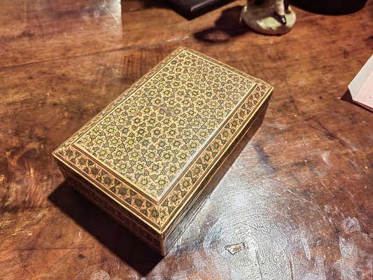 Middle Eastern Maple Box with Khatam Kari Decoration, 1920s-ZFY-1792862