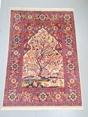 Middle Eastern Silk Rug Tree of Life, 1960s-AXJ-2022517