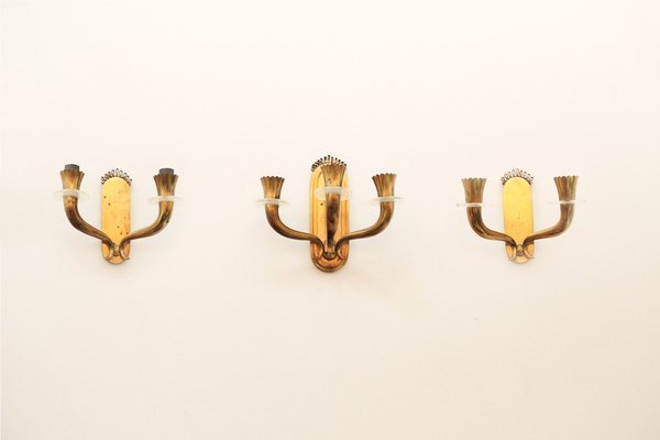 Milanese Wall Lights by Gio Ponti, 1940s, Set of 3-IJR-1406520