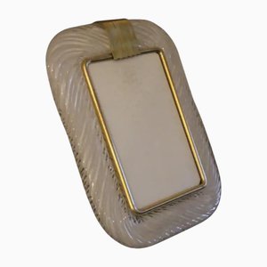 Milky White Twisted Murano Glass and Brass Photo Frame by Barovier E Toso from Barovier & Toso-YF-2028944