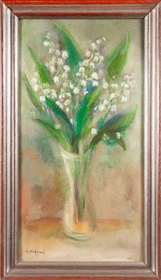 Miloslava Vrbova-Štefková, Lilies of the Valley in a Vase, Oil Painting, Mid-20th Century-ZCI-2032684